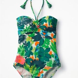 Boden Tropical Green and Orange One Piece Swimsuit